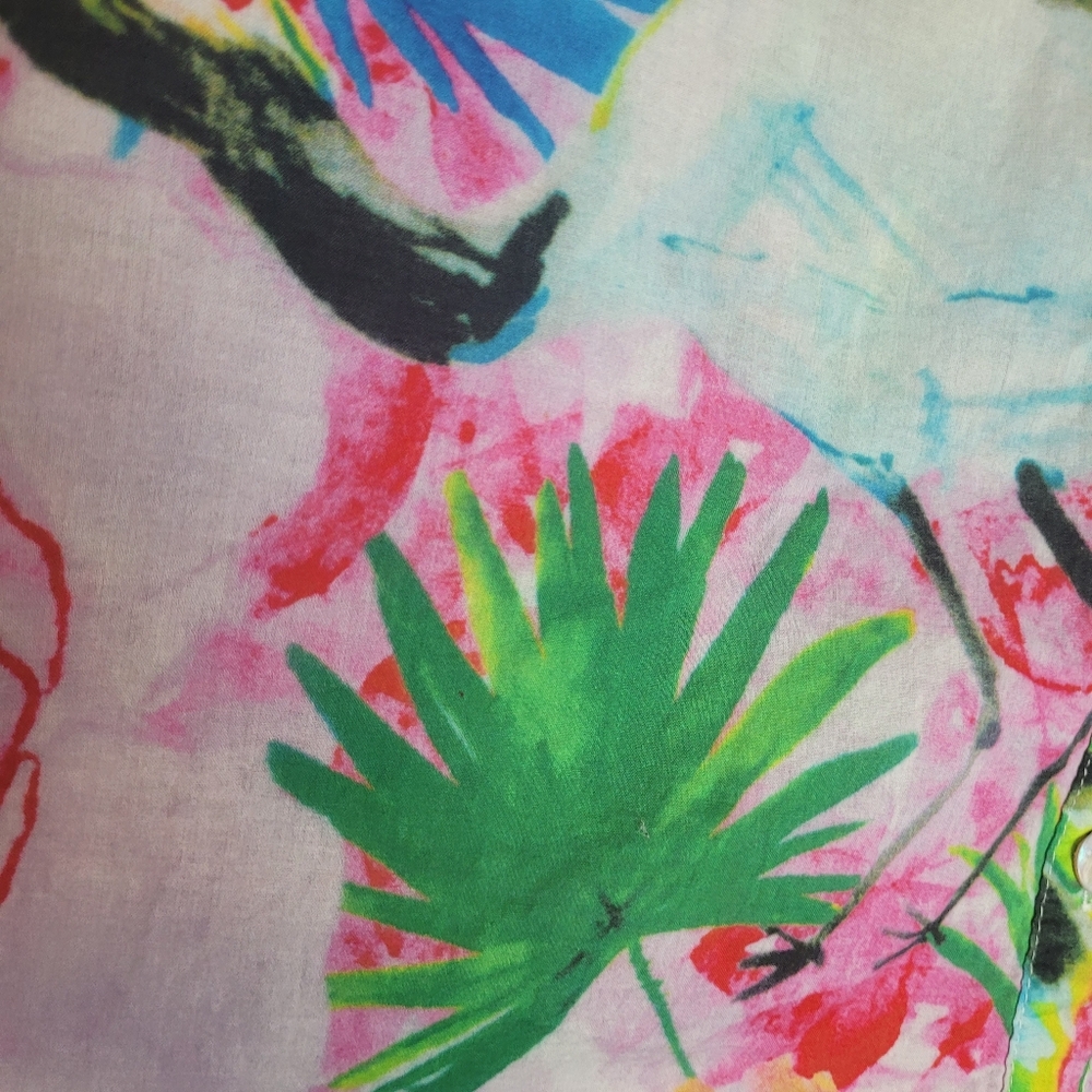 TOOFAN 100% COTTON FLORAL WATERCOLOR PRINT ART TO WEAR BUTTON FRONT BLOUSE SMALL - Picture 9 of 14